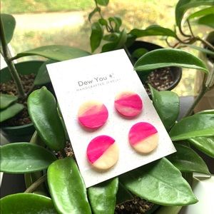 Translucent Pink Stud Pack - Polymer Clay Earrings